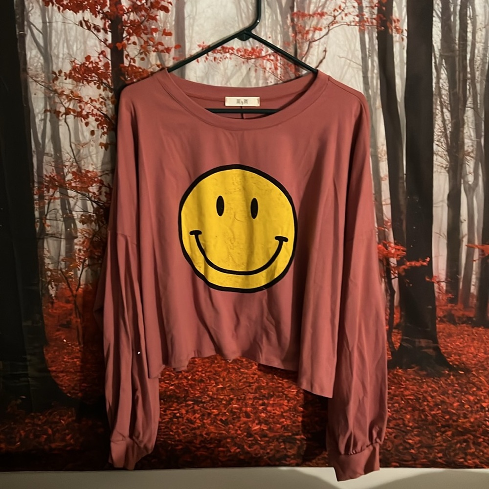 Zara Smiley Face Long Sleeve Top - Red and Yellow
